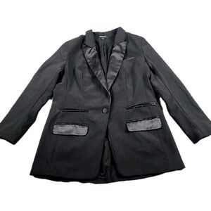 Express Women's M Black Satin Tuxedo Blazer Jacket  Dark Feminine Goth Vampy Y2k
